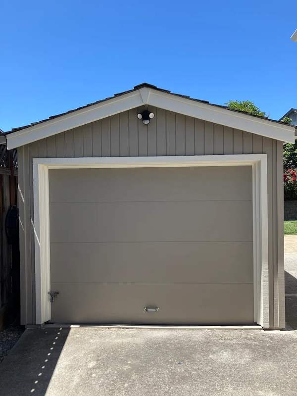 Detached garage exterior washed and painted