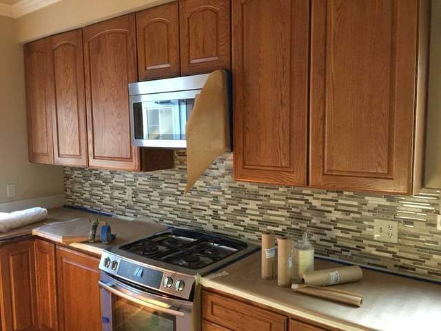 Oak cabinets before painting