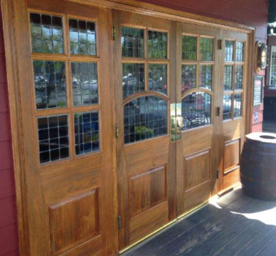 Stained wood entry doors